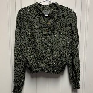 Cat & Jack Green Leopard Print Blouse